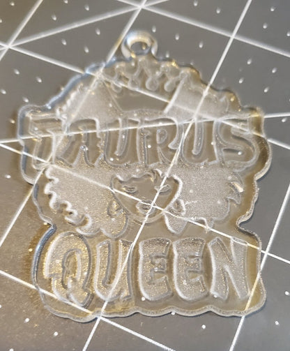 Taurus Afro Queen Key Chain Mold  {Clear so can be used with UV Resin}