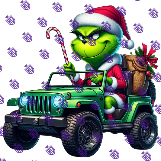 Grinch In Jeep Acrylic Blank With Decal