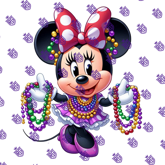 Minnie Mardi Gras Acrylic Blank With Decals