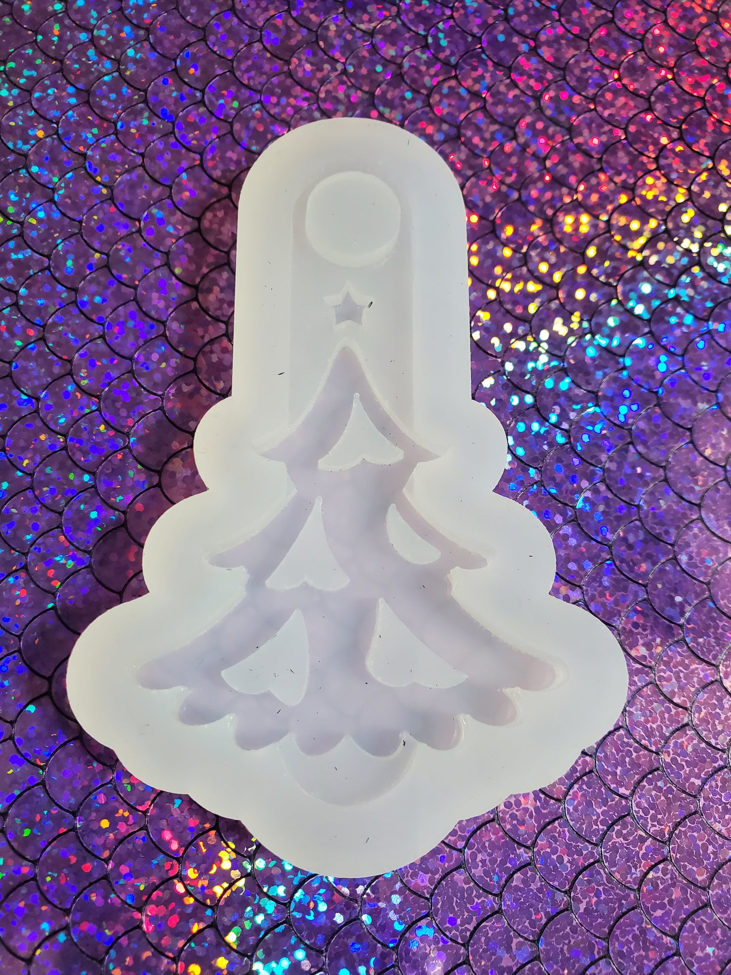 Snowy Christmas Tree With Star 3D Stanley Tumbler Topper Mold