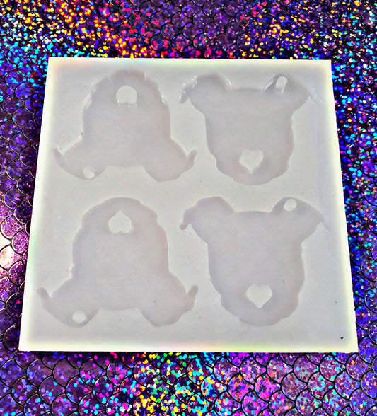 Pit Bull Quad Key Chain Mold {Clear so can be used for UV Resin}