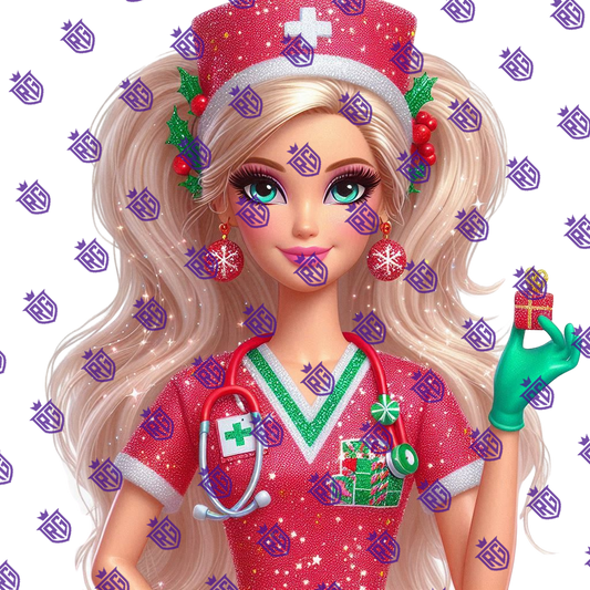 Christmas barbie Acrylic Blank With Decal